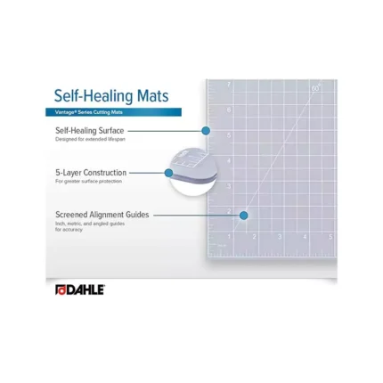 Dahle Vantage 10683 See-Through Premium Self-Healing Cutting Mat, 24″x36″, 1/2″ Grid, 5 Layers for Max Healing, Perfect for Crafts & Sewing, Clear
